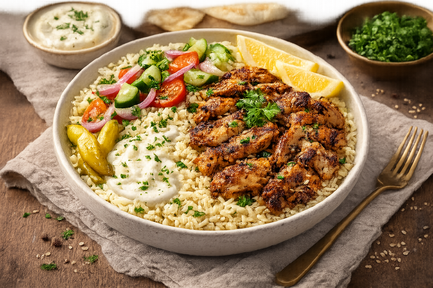 Halal Chicken Shawarma Bowl